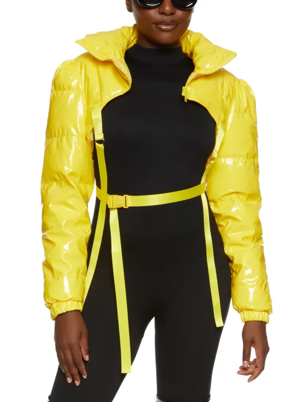 Release Buckle Strap Cropped Puffer Jacket sold by Rainbow