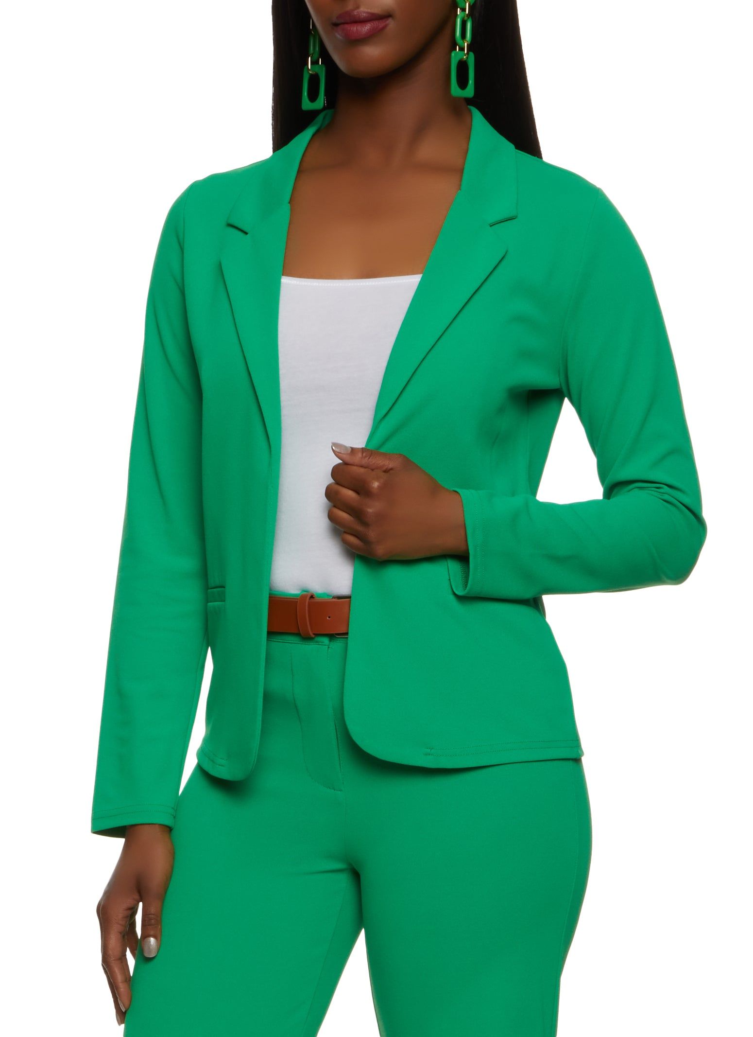 Faux Pocket Open Front Blazer sold by Rainbow
