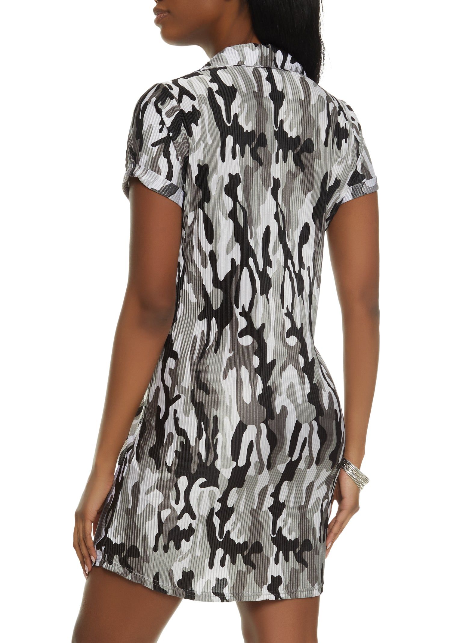 Plisse Camo Mini Shirt Dress sold by Rainbow product image thumbnail 3