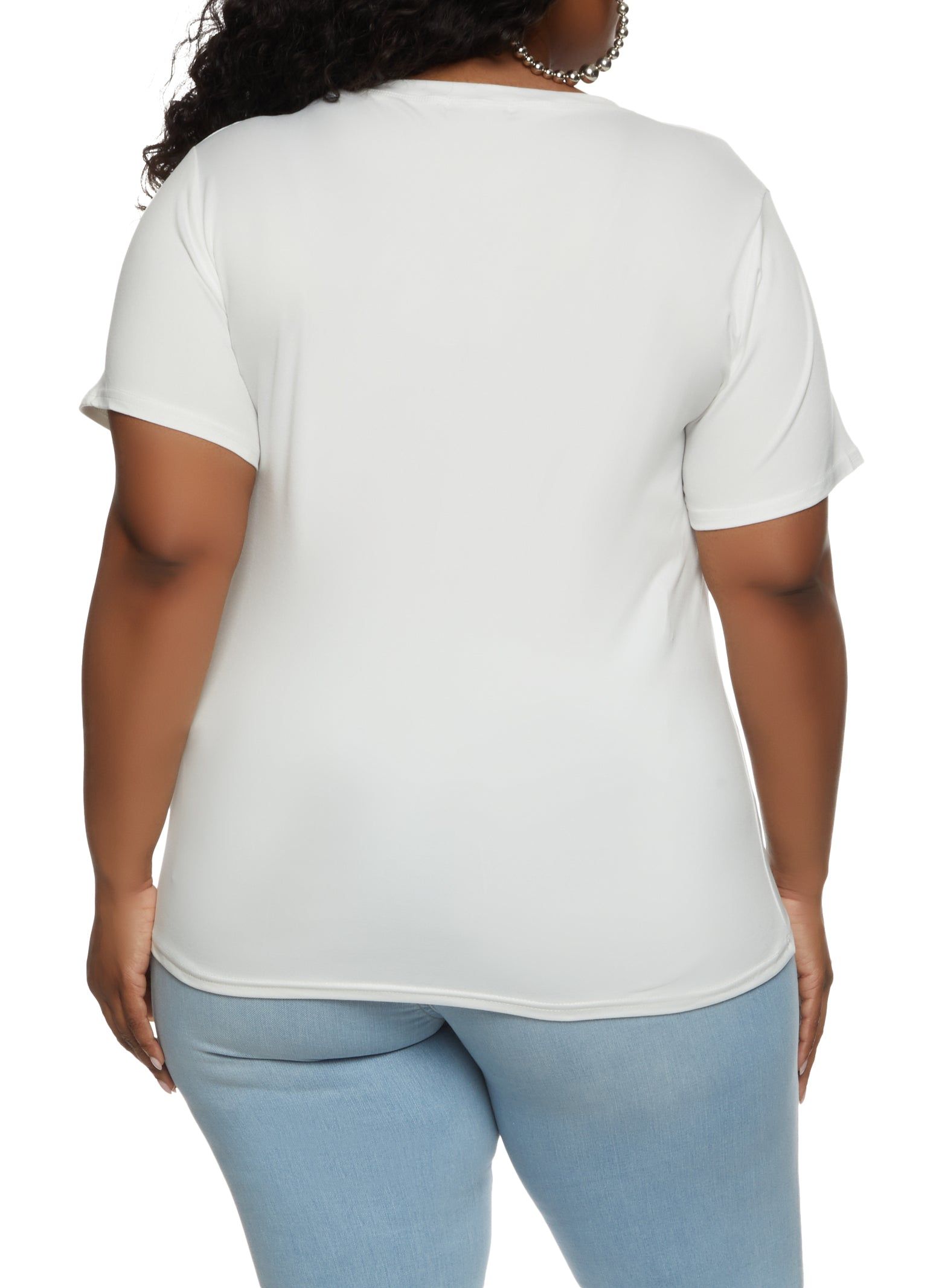 Plus Size Rainbow Paint Splatter Patch Graphic Tee sold by Rainbow product image thumbnail 2