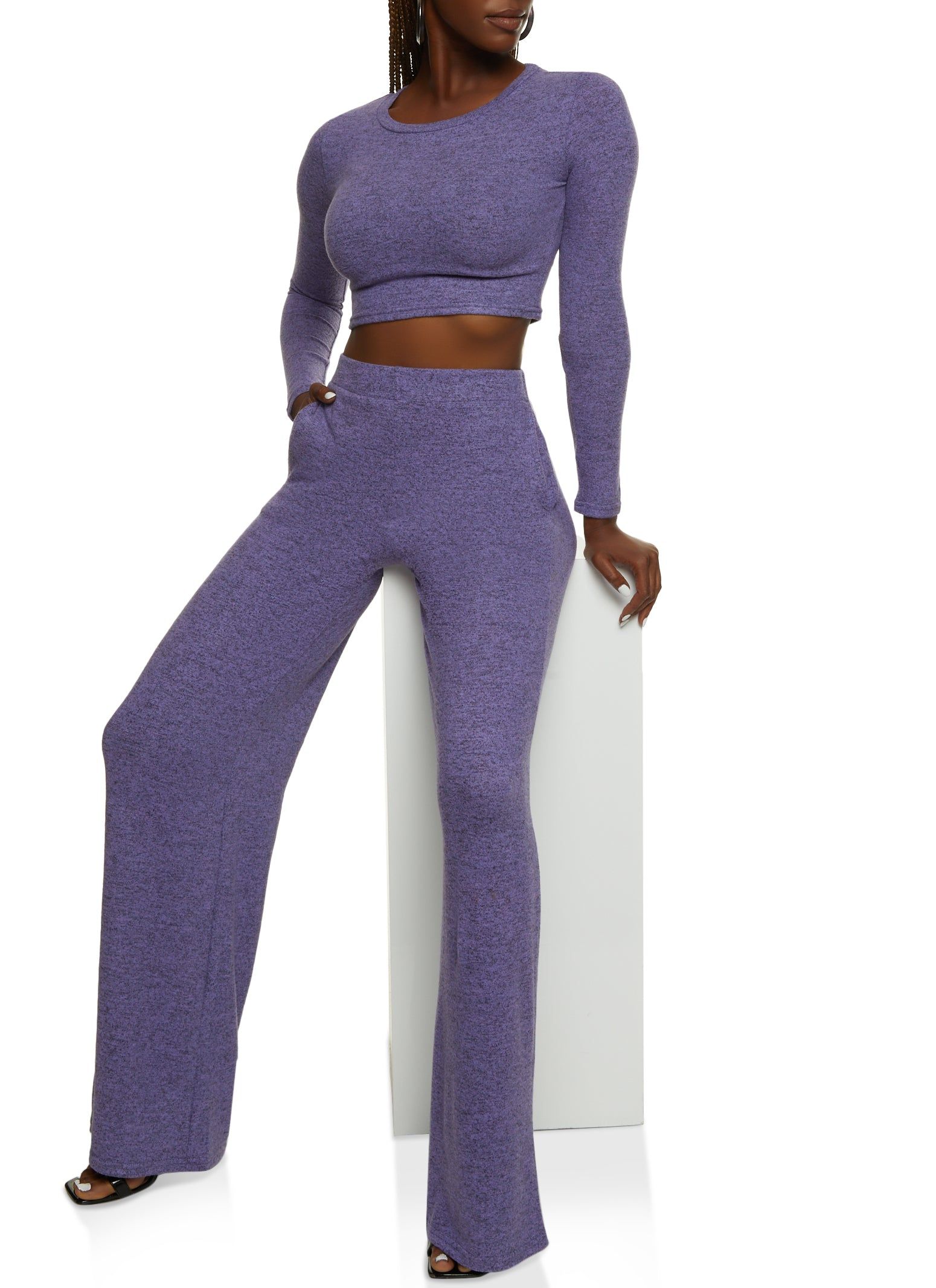 Brushed Knit Crew Neck Crop Top sold by Rainbow product image thumbnail 2