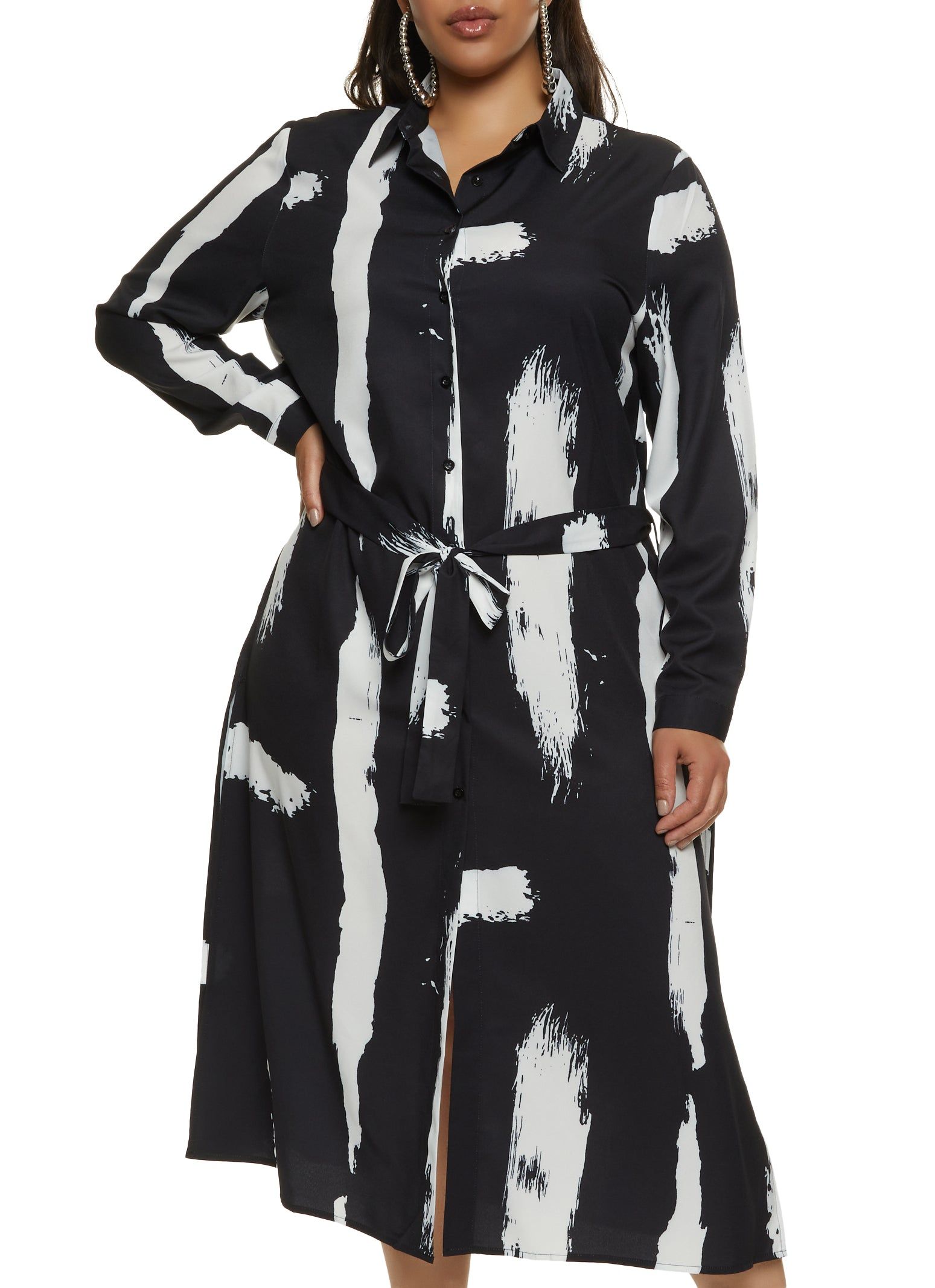 Plus Size Printed Maxi Shirt Dress sold by Rainbow