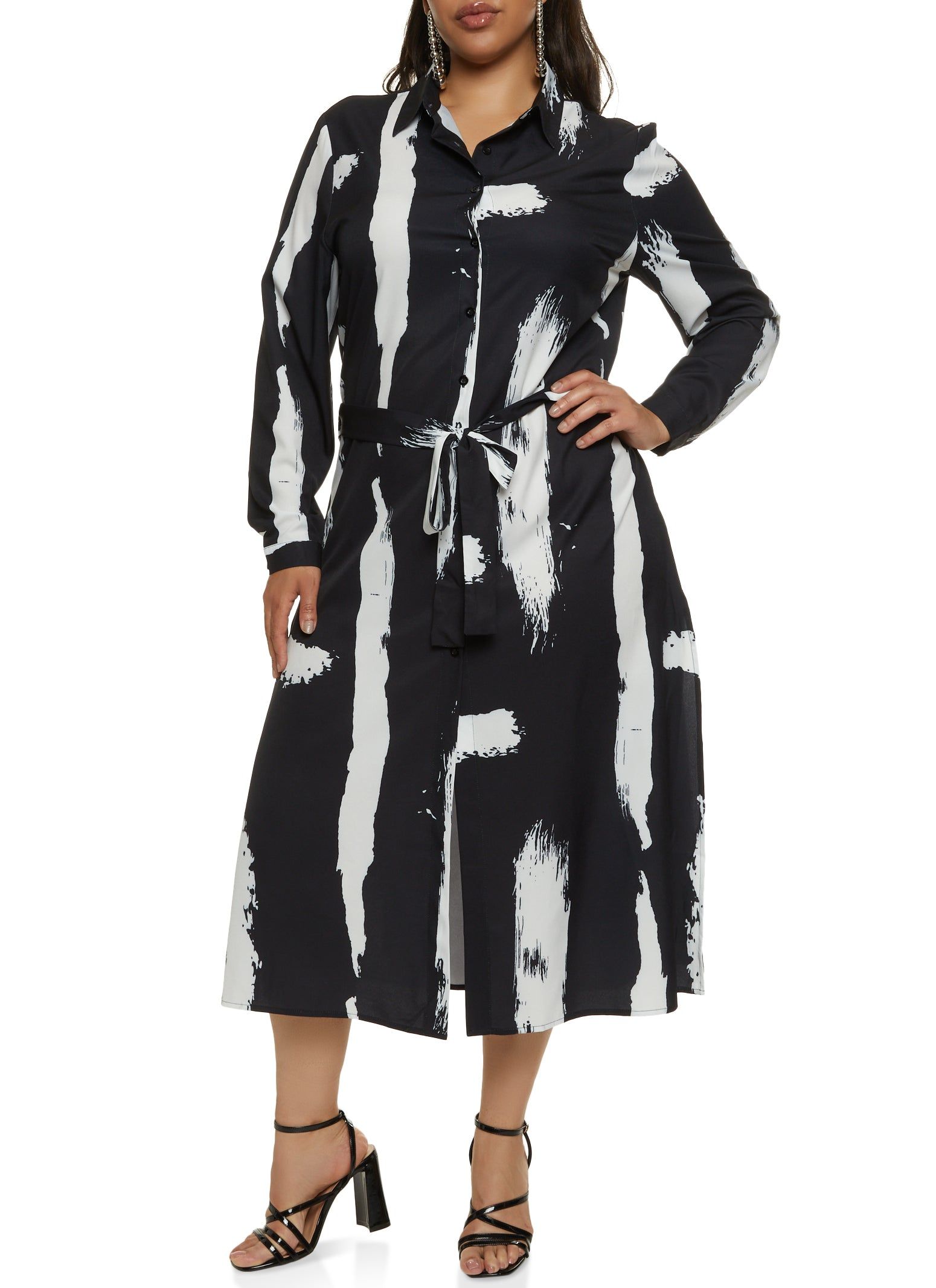 Plus Size Printed Maxi Shirt Dress sold by Rainbow product image thumbnail 2