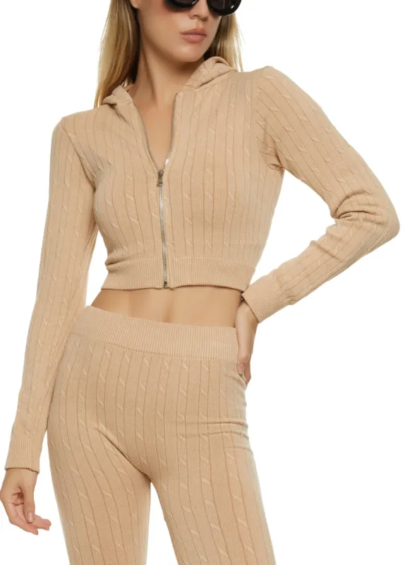 Seamless Cable Knit Cropped Hoodie sold by Rainbow