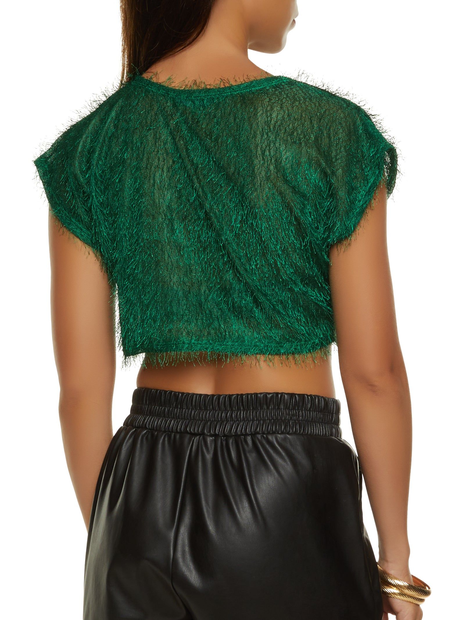 Eyelash Knit Crew Neck Crop Top sold by Rainbow product image thumbnail 2