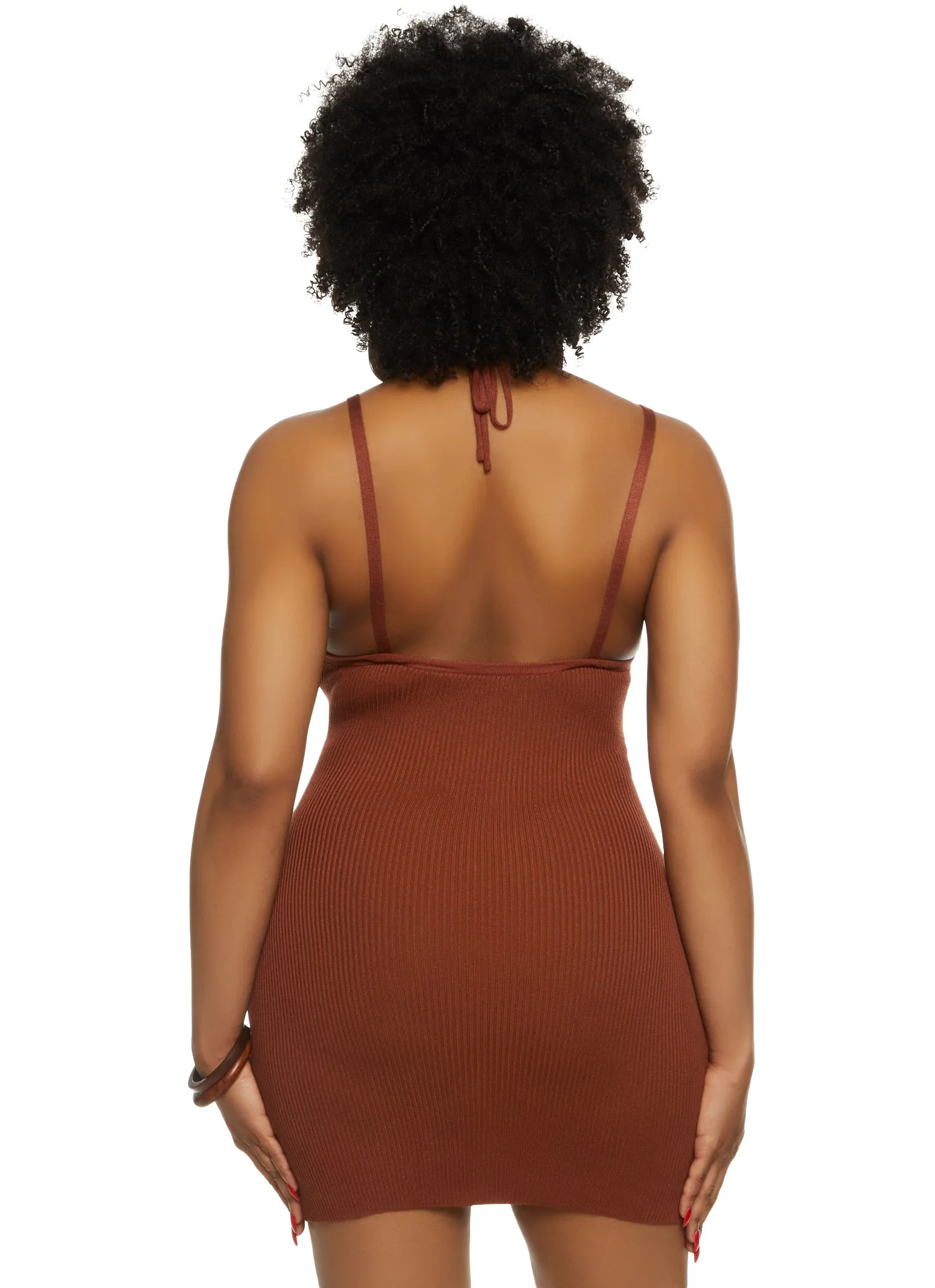 Plus Size Rib Knit Ruched Cut Out Front Mini Dress sold by Rainbow product image thumbnail 3