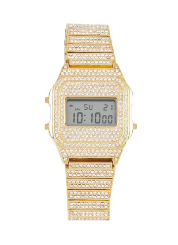 Studded Rhinestone Digital Watch sold by Rainbow