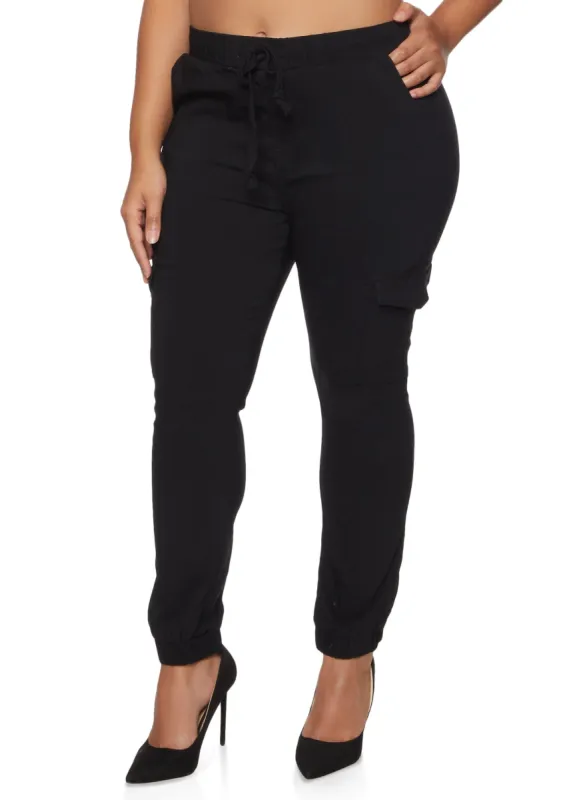 Plus Size Solid Cargo Joggers sold by Rainbow