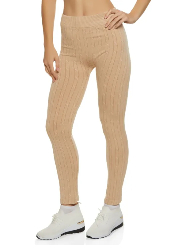 Seamless Cable Knit High Waist Leggings sold by Rainbow