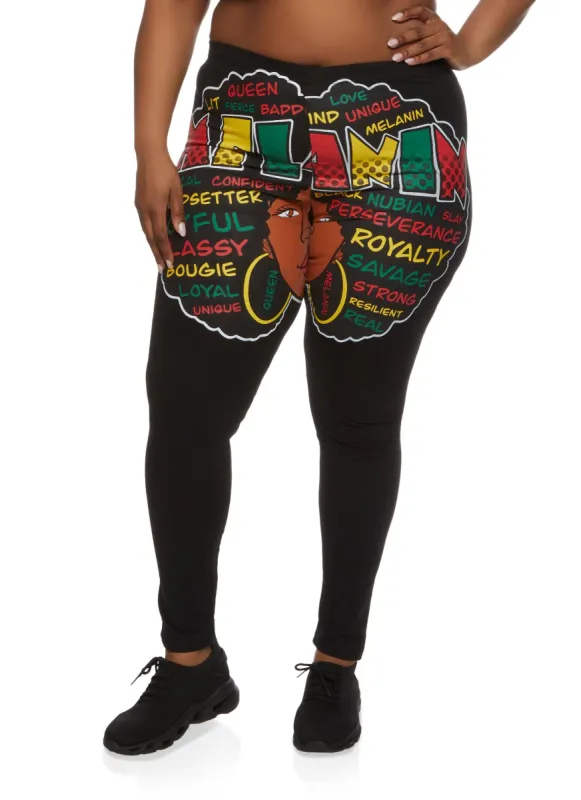 Plus Size Melanin Afro Graphic Leggings sold by Rainbow