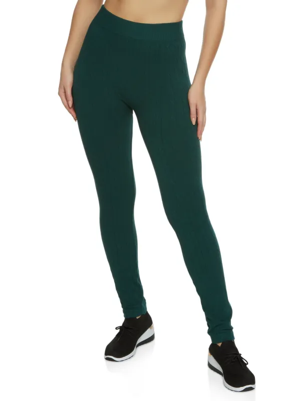 Seamless Cable Knit High Waist Leggings sold by Rainbow