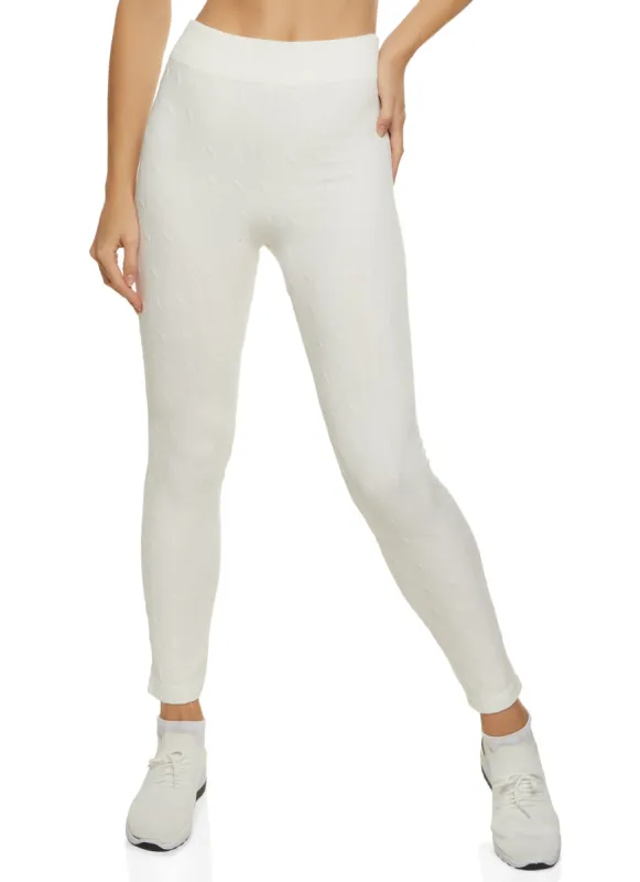 Seamless Cable Knit High Waist Leggings sold by Rainbow