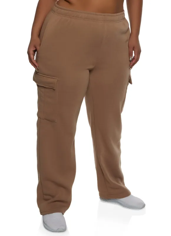 Plus Size Cargo Pocket Straight Leg Sweatpants sold by Rainbow