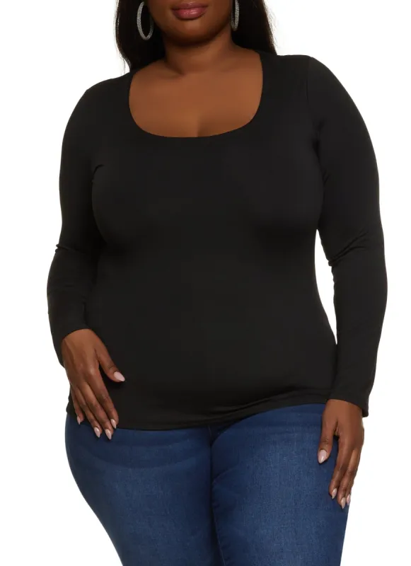 Plus Size Scoop Neck T Shirt sold by Rainbow