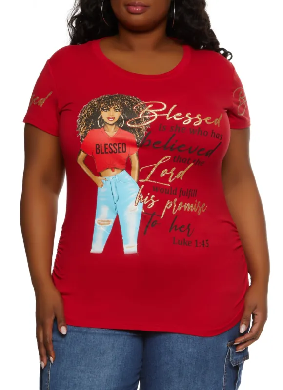 Plus Size Blessed Is Who She Had Graphic Tee sold by Rainbow