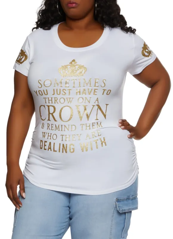 Plus Size Throw On A Crown Graphic Tee sold by Rainbow