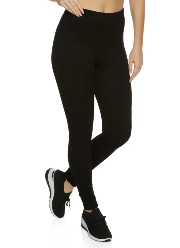 Seamless Cable Knit High Waist Leggings sold by Rainbow