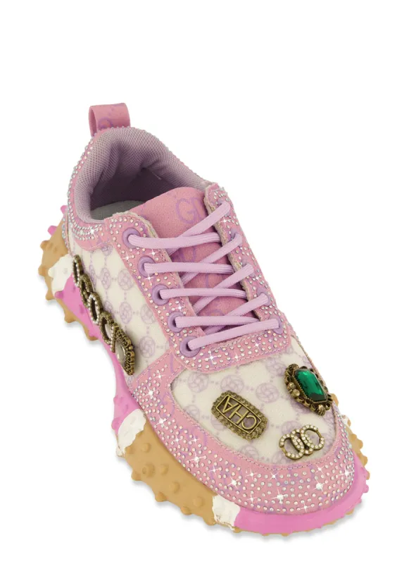 Rhinestone Color Block Low Top Lace Up Sneakers sold by Rainbow