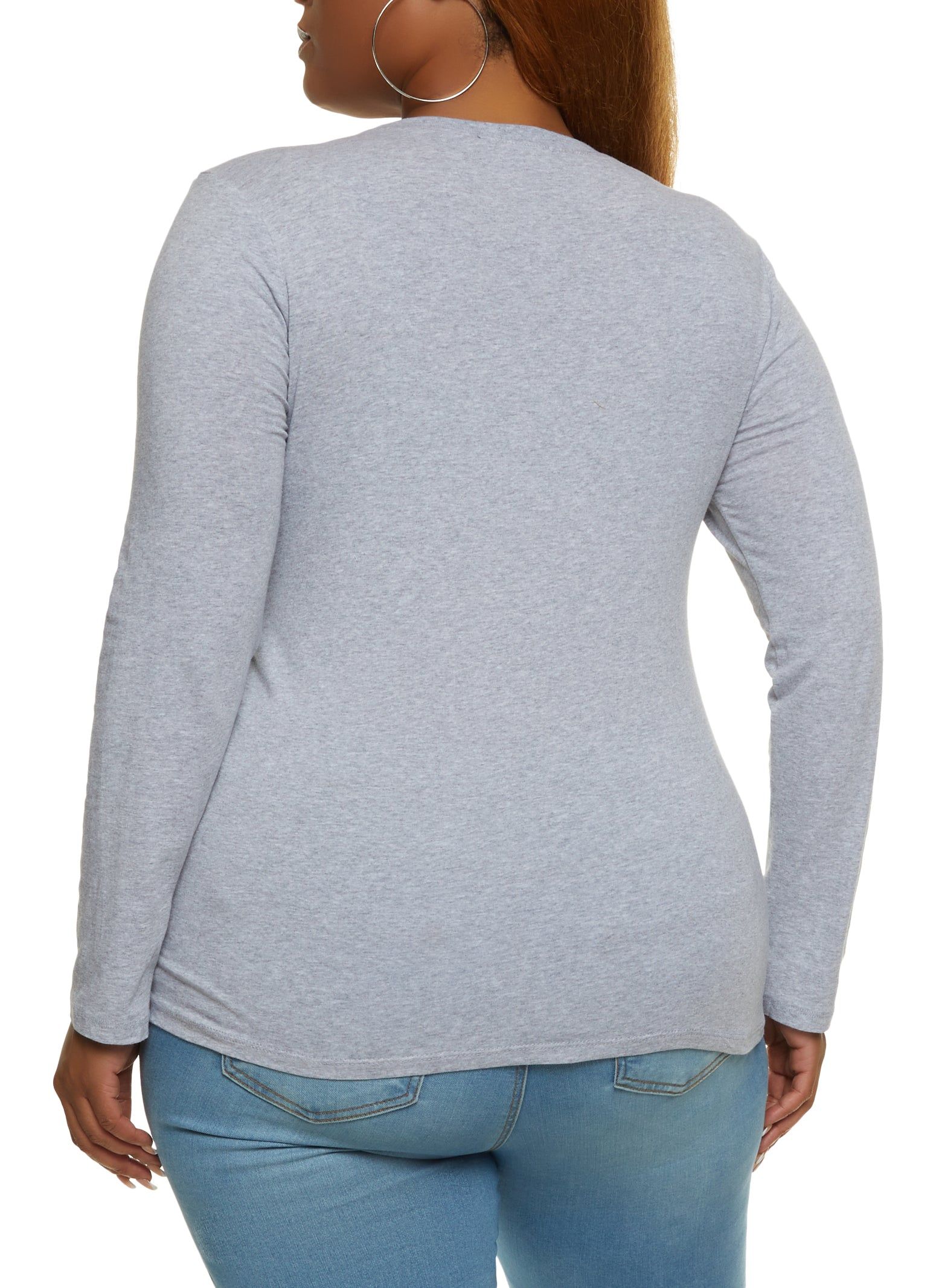 Plus Size Basic Crew Neck Long Sleeve Tee sold by Rainbow product image thumbnail 2