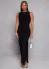 Haute Monde Mesh High Cowl Neck Side Slit Maxi Dress sold by Rainbow