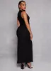 Haute Monde Mesh High Cowl Neck Side Slit Maxi Dress sold by Rainbow