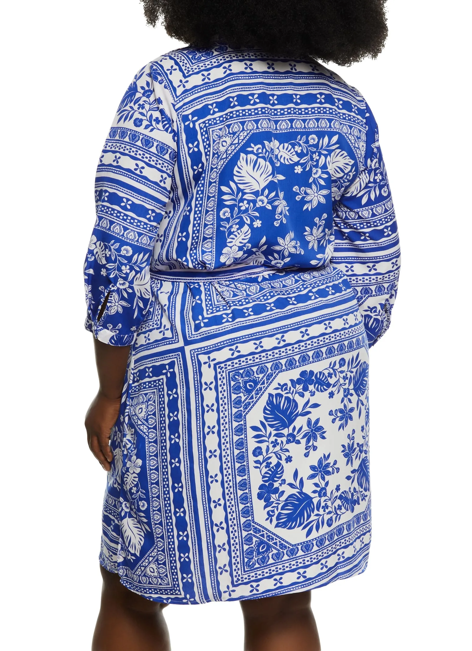 Plus Size Border Print Tie Waist Belt Shirt Dress sold by Rainbow product image thumbnail 3