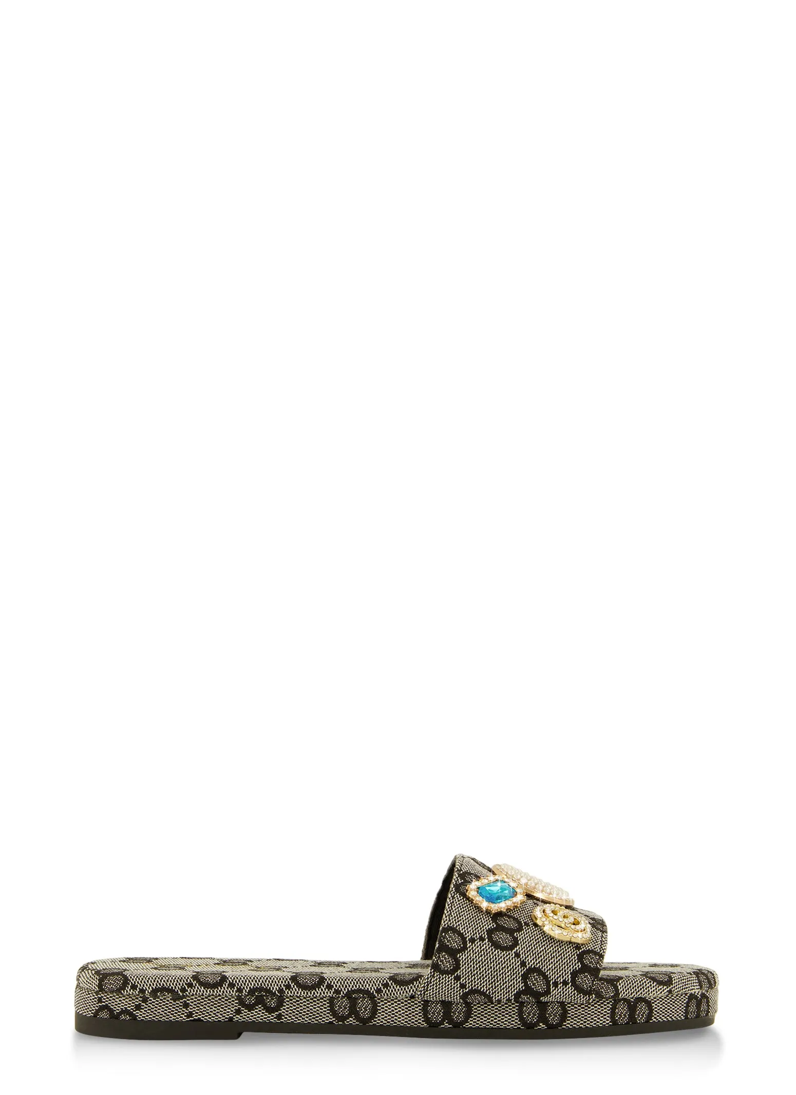 Rhinestone Faux Pearl Embellished Slide Sandals sold by Rainbow product image thumbnail 2