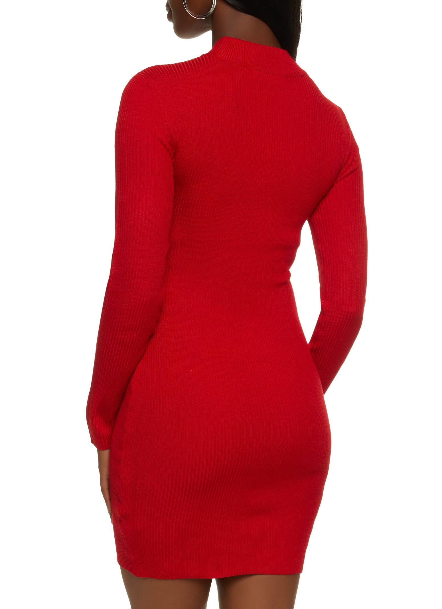 Ribbed Lace Up Detail Mock Neck Mini Dress sold by Rainbow product image thumbnail 3