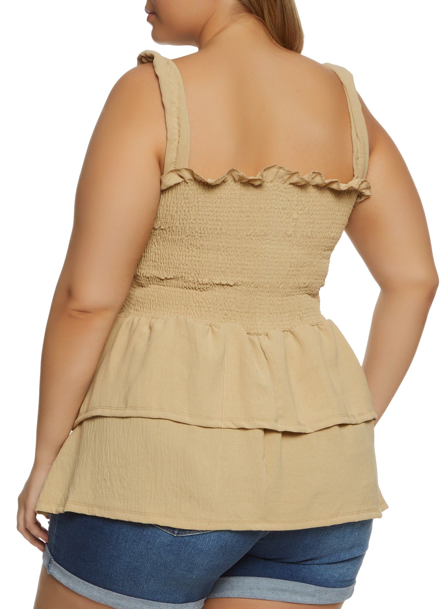 Plus Size Smocked Button Front Tank Top sold by Rainbow product image thumbnail 2