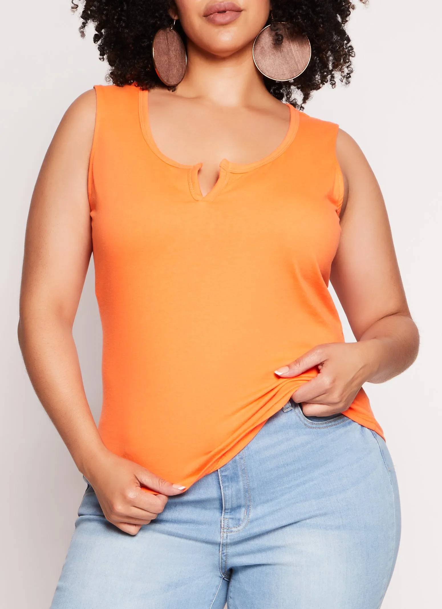 Plus Size Notch Neck Tank Top sold by Rainbow