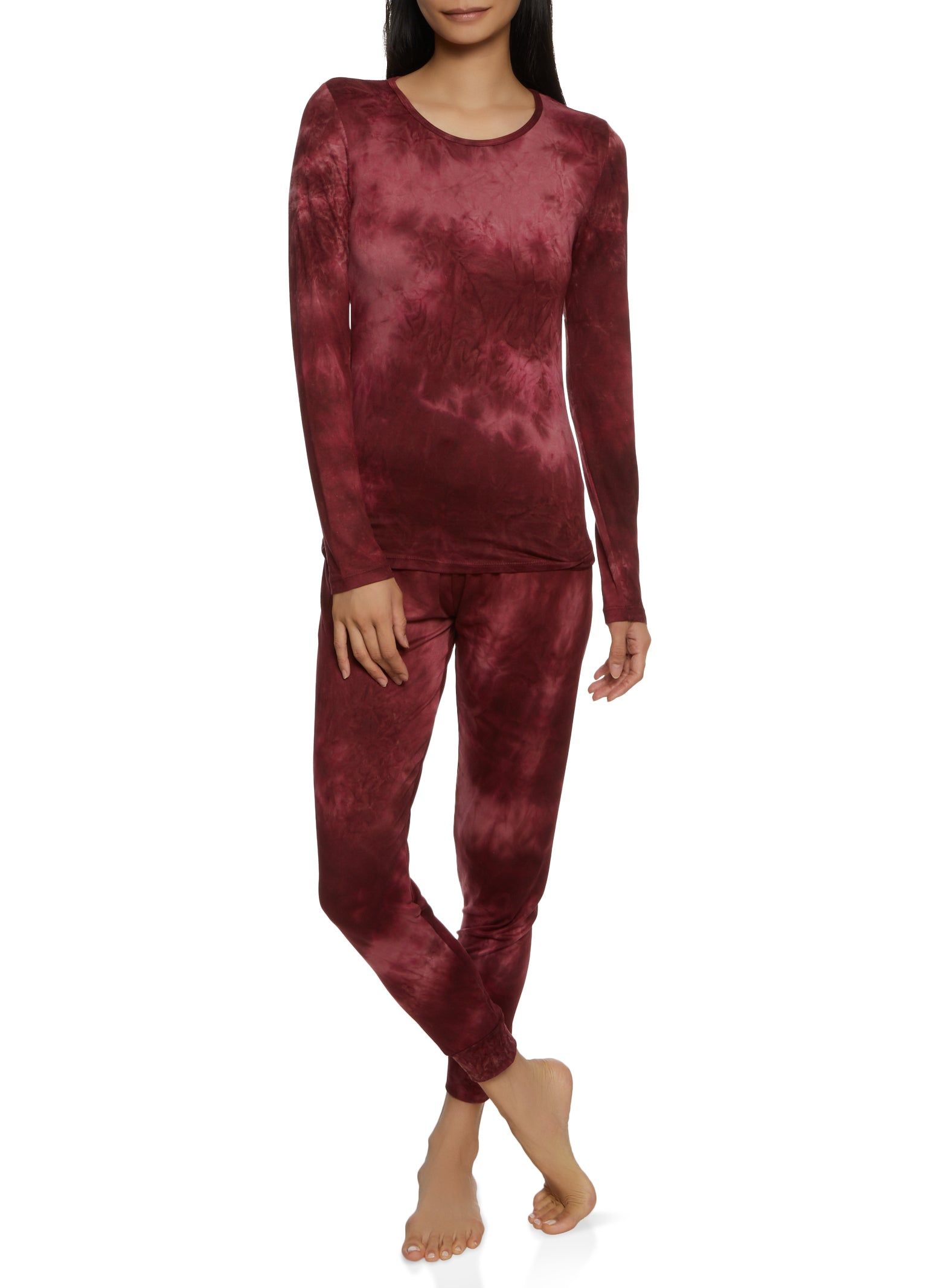 Tie Dye Long Sleeve Pajama Top and Pants Set sold by Rainbow