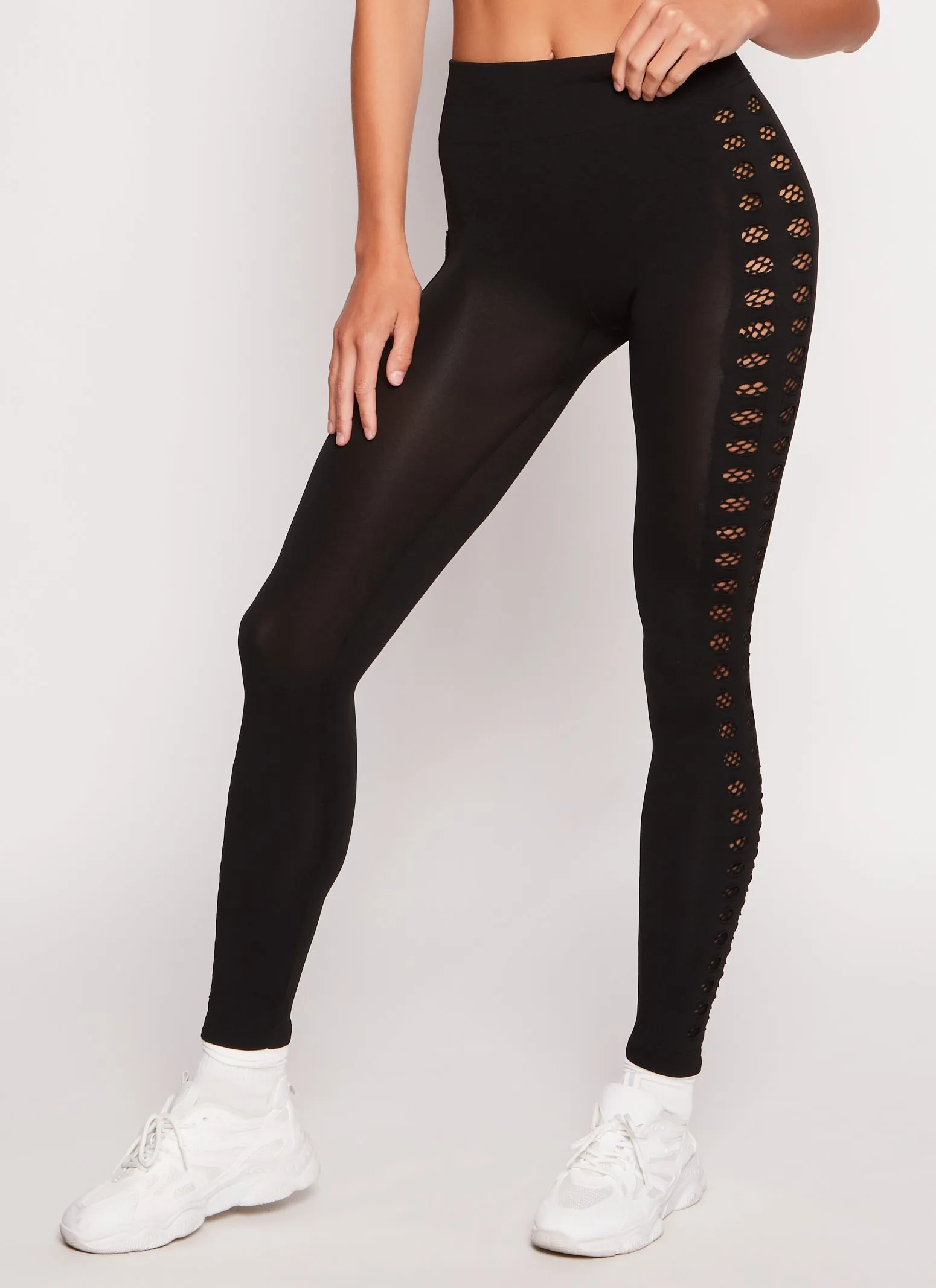 Fishnet Detail Laser Cut Detail Leggings sold by Rainbow product image thumbnail 2
