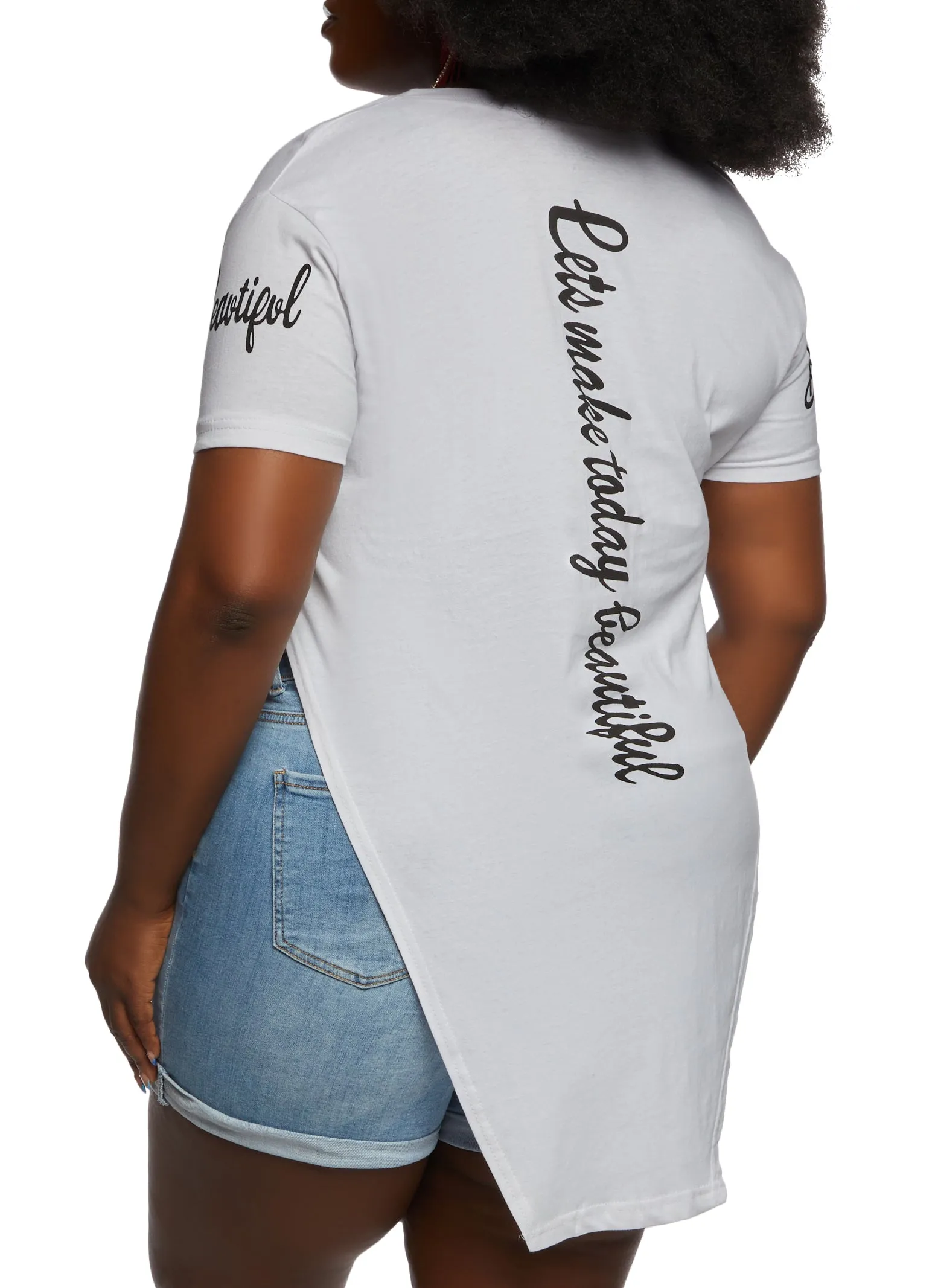 Plus Size Beautiful Positive Vibes Only Sequin Graphic Tee sold by Rainbow product image thumbnail 3