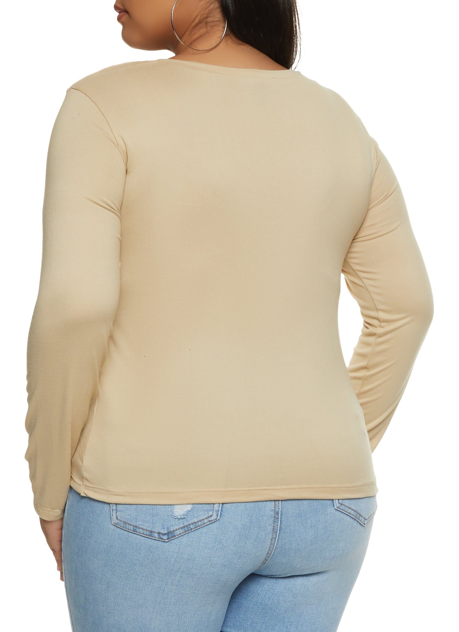 Plus Size Long Sleeve Keyhole Zip Front Top sold by Rainbow product image thumbnail 2