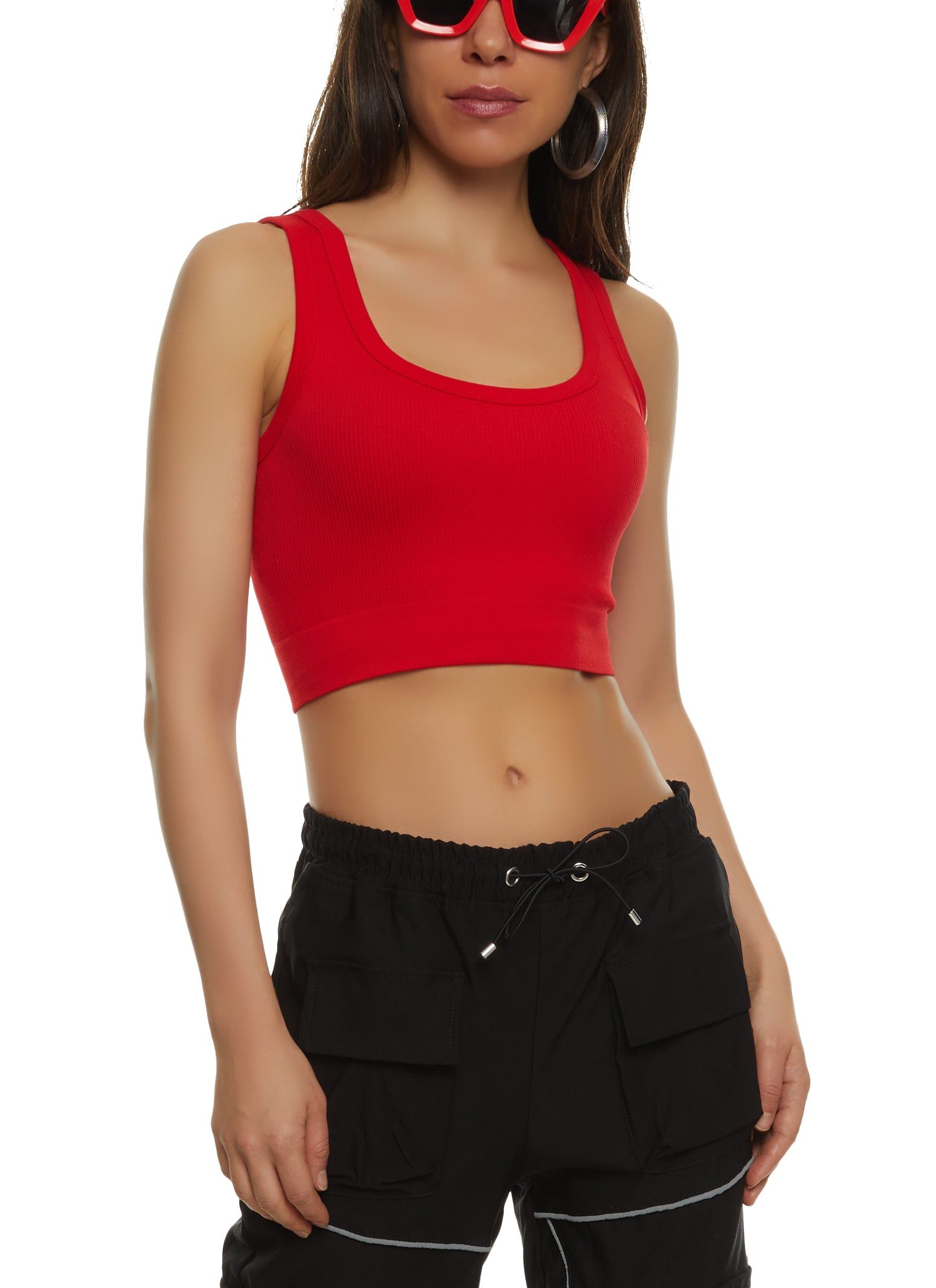 Ribbed Knit Seamless Cropped Tank Top sold by Rainbow