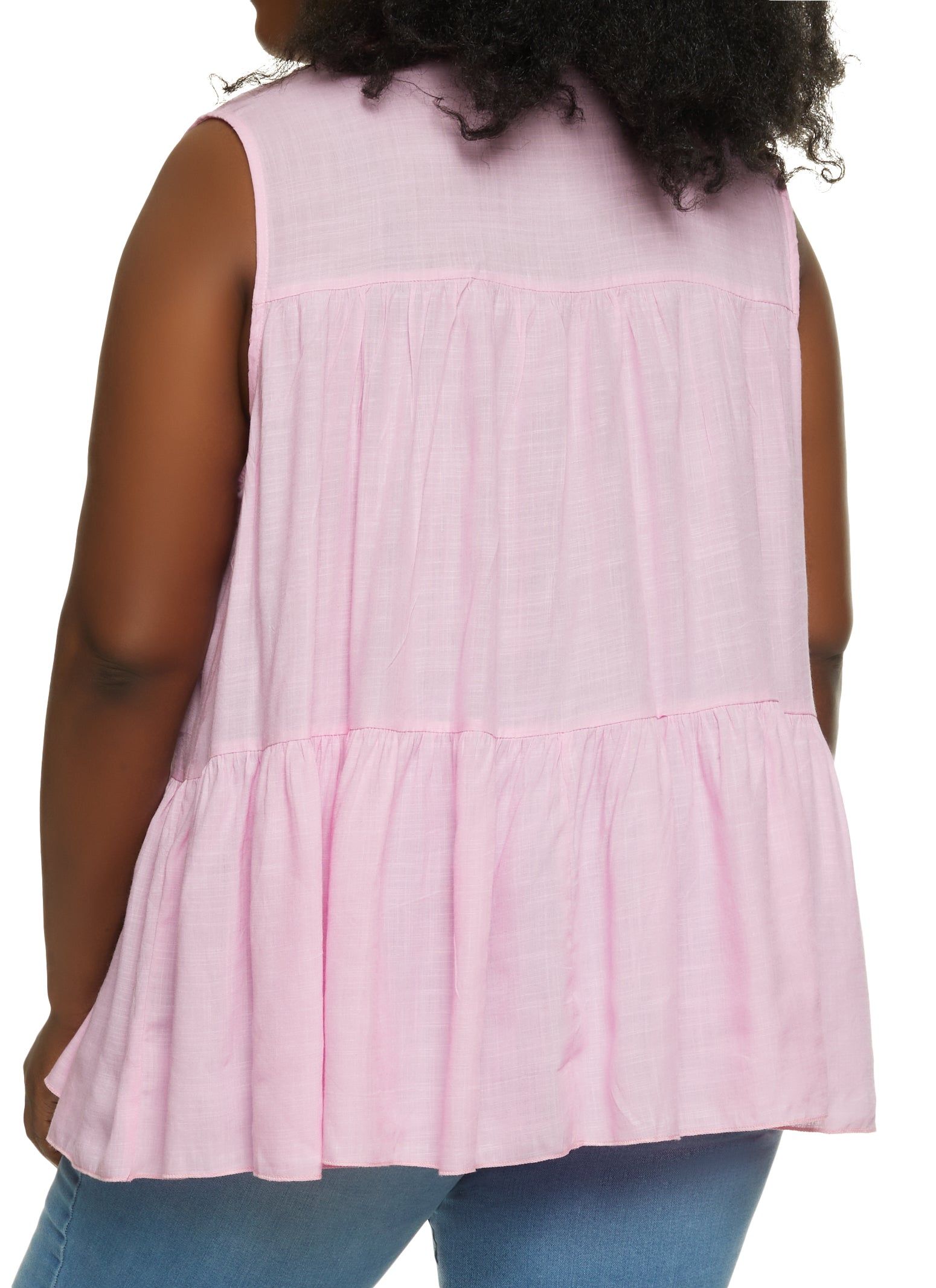 Plus Size Linen Tiered Button Front Shirt sold by Rainbow product image thumbnail 2