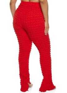 Plus Size Bubble Knit High Waist Split Hem Pants sold by Rainbow