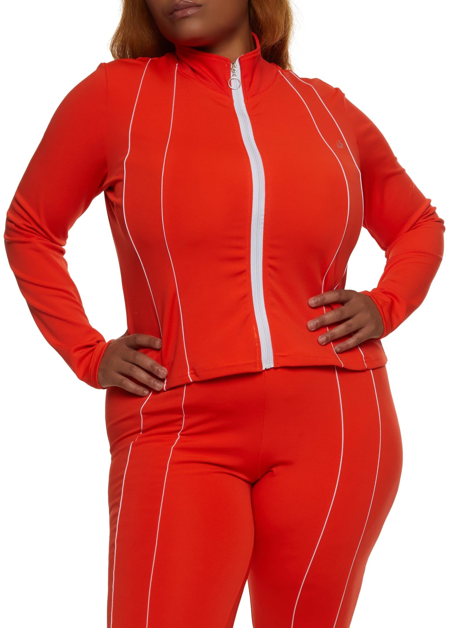 Plus Size Contrast Pintuck Detail Track Jacket sold by Rainbow