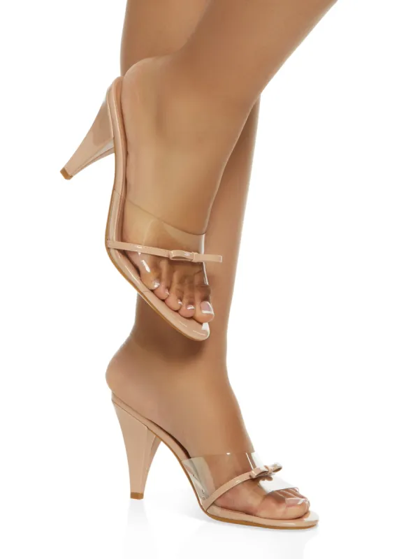 Clear Bow Band High Heel Mules sold by Rainbow