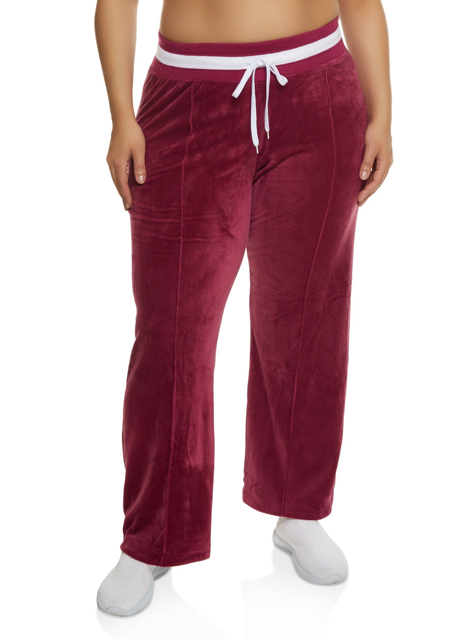 Plus Size Velour Pintuck Straight Leg Sweatpants sold by Rainbow