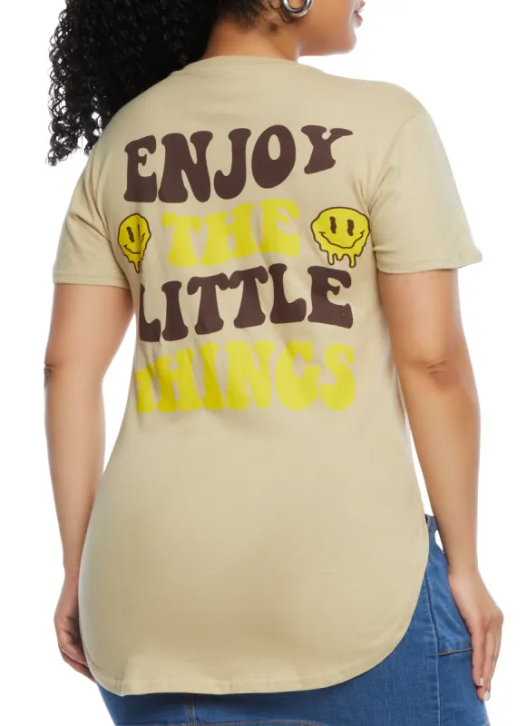 Plus Size High Low Hem Enjoy The Little Things Graphic Tee sold by Rainbow