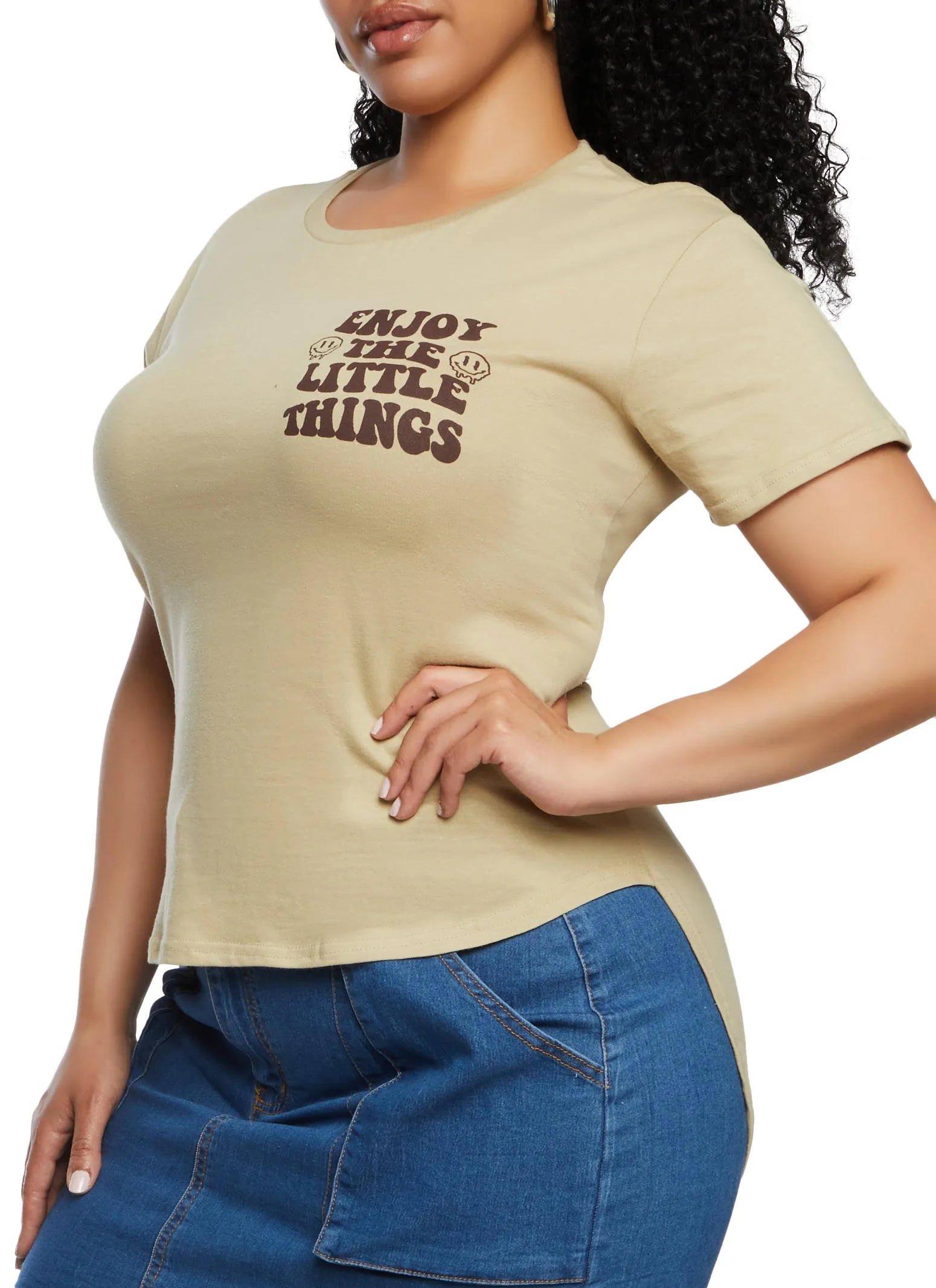 Plus Size High Low Hem Enjoy The Little Things Graphic Tee sold by Rainbow product image thumbnail 2