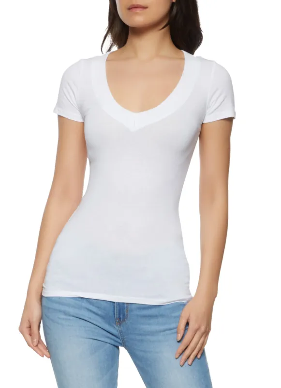 Solid V Neck Tee sold by Rainbow
