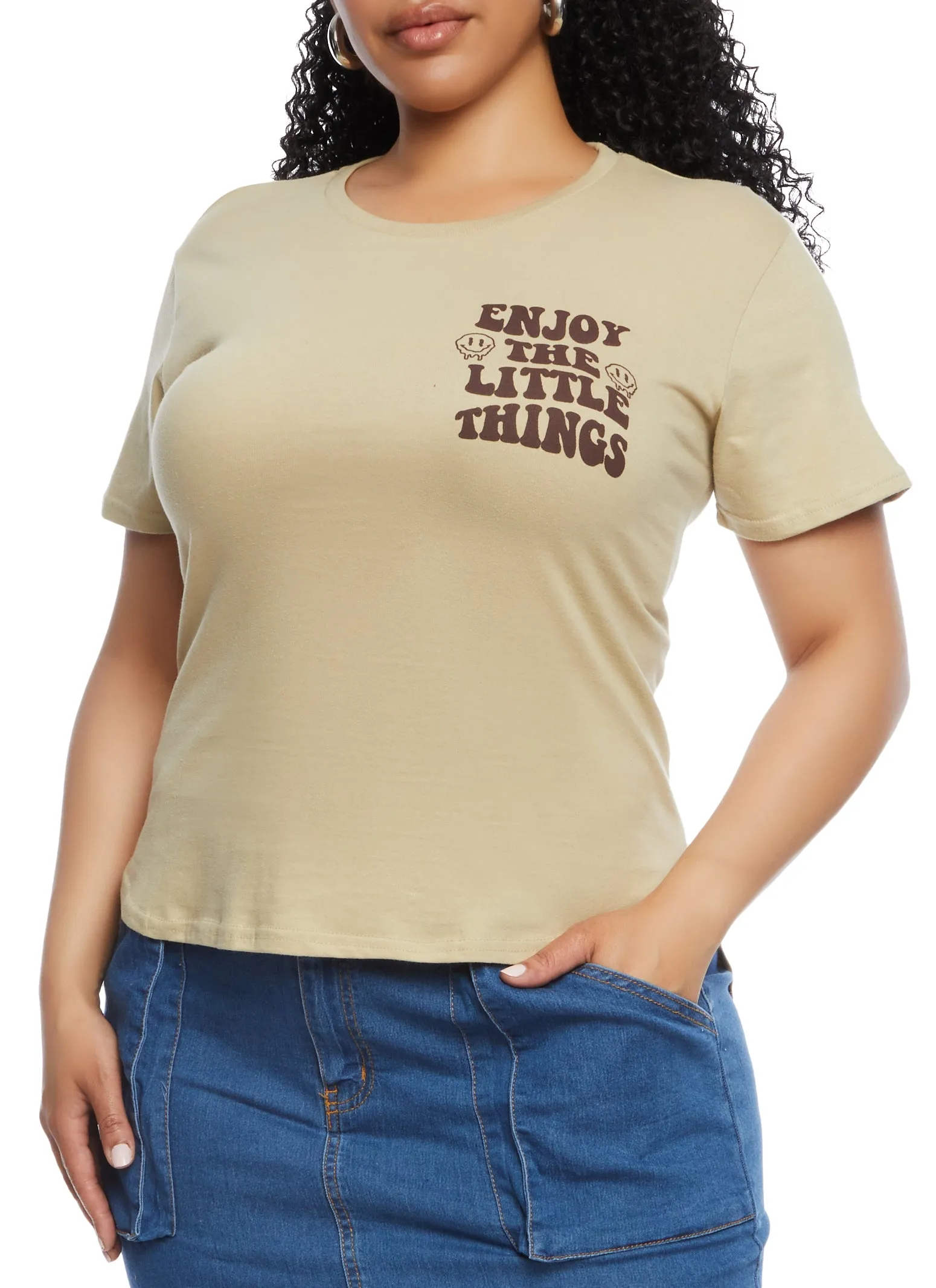 Plus Size High Low Hem Enjoy The Little Things Graphic Tee sold by Rainbow product image thumbnail 3