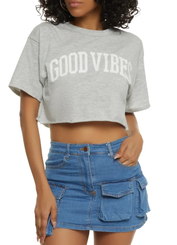 Good Vibes Graphic Cropped Tee sold by Rainbow