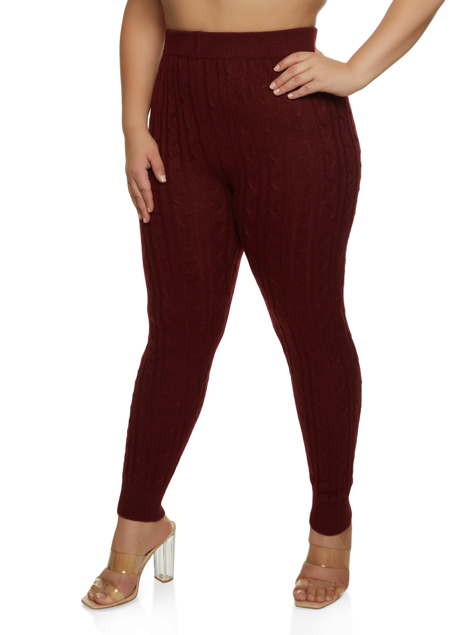 Plus Size Cable Knit Skinny Pants sold by Rainbow