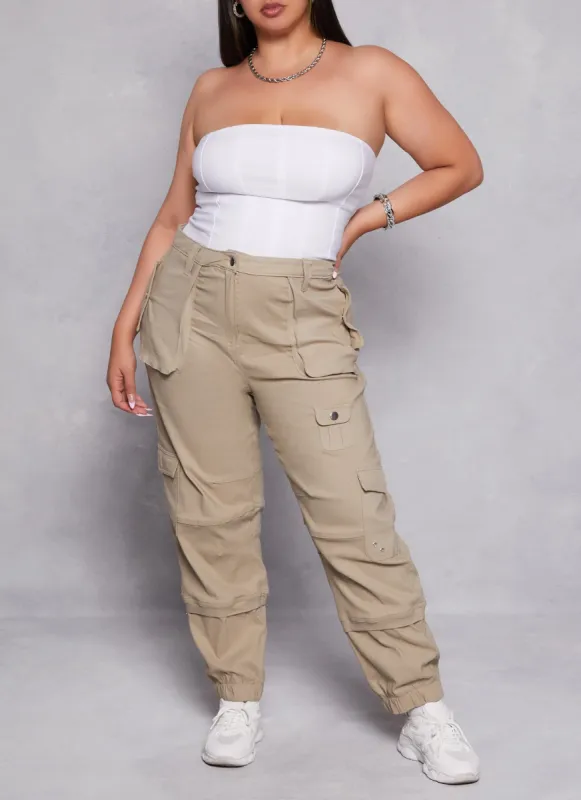 Plus Size Solid High Waist Cargo Joggers sold by Rainbow