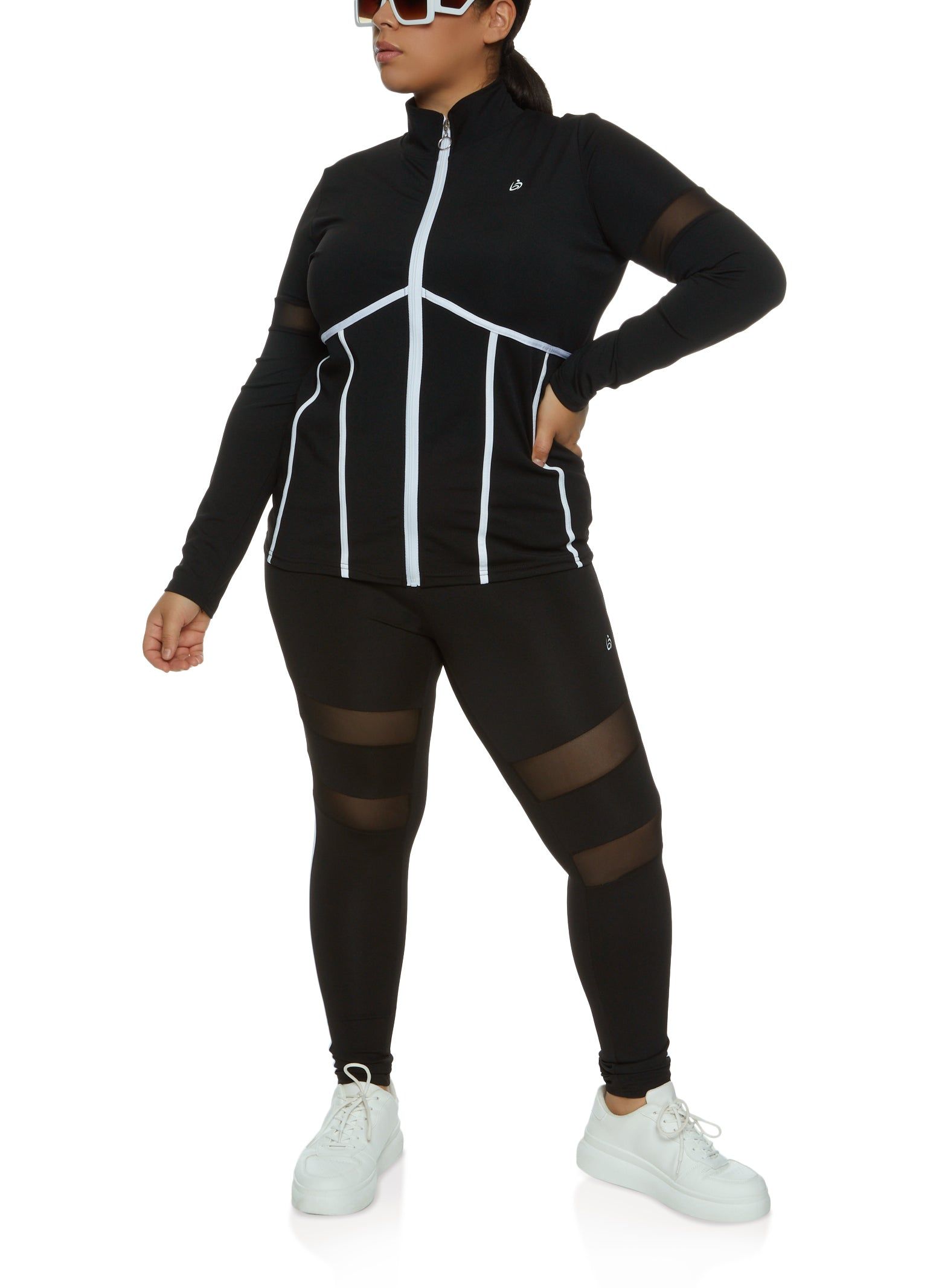 Plus Size Contrast Trim Zip Front Track Jacket sold by Rainbow product image thumbnail 2