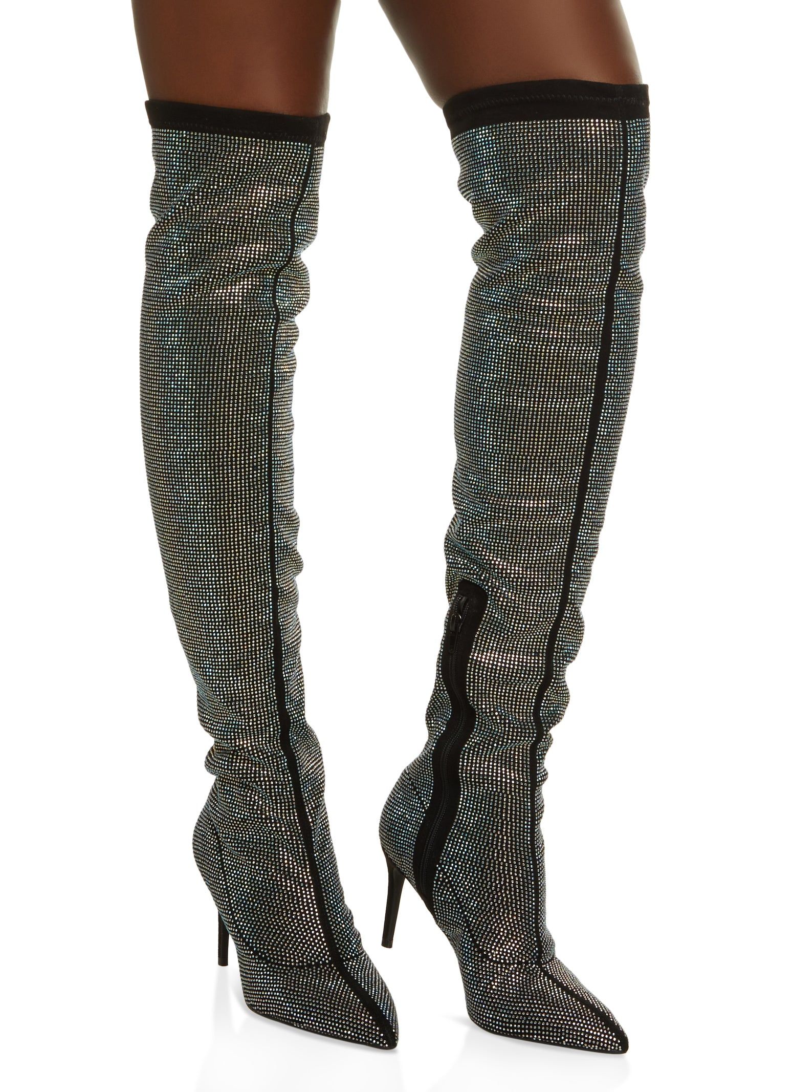 Rhinestone Studded Over the Knee Pointed Toe Boots sold by Rainbow product image thumbnail 2