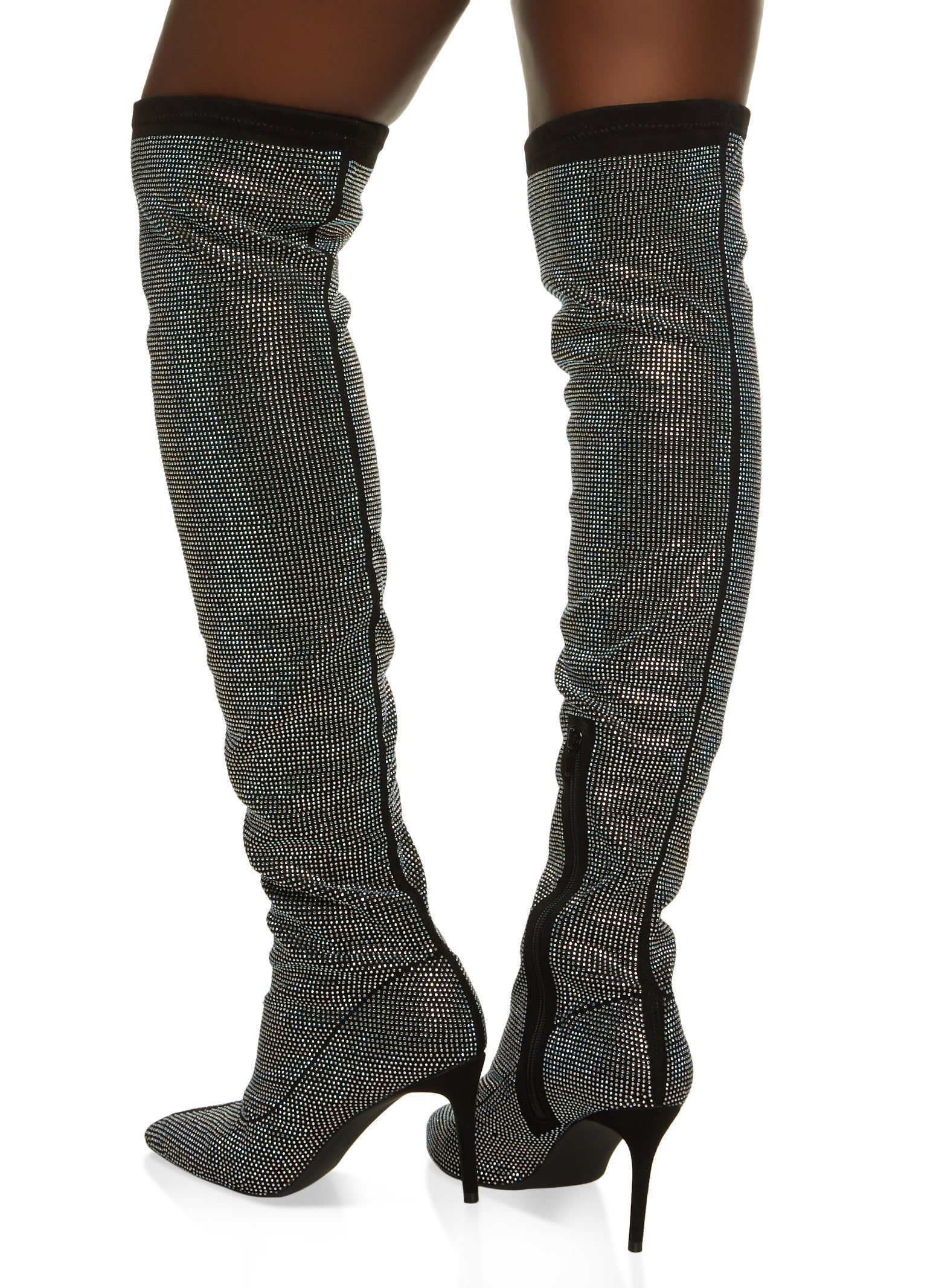 Rhinestone Studded Over the Knee Pointed Toe Boots sold by Rainbow product image thumbnail 3